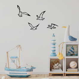 Wallity Birds Sorty - 443 Escultura de Pared de Metal Negra